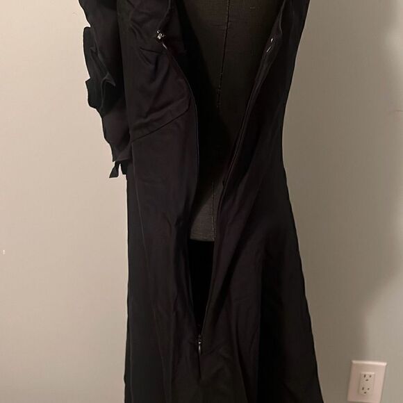 Lauren Ralph Lauren Women's Black Ruffle Pleated Sleeveless Sheath Dress Size 12 - Picture 3 of 9